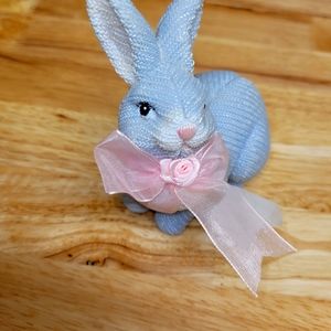 Baby Blue Knit Resin Bunny Figurine 4" x 4"
